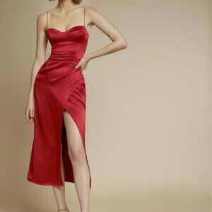 NWT Marguerite Silk Dress in Sangre Red Sz 2